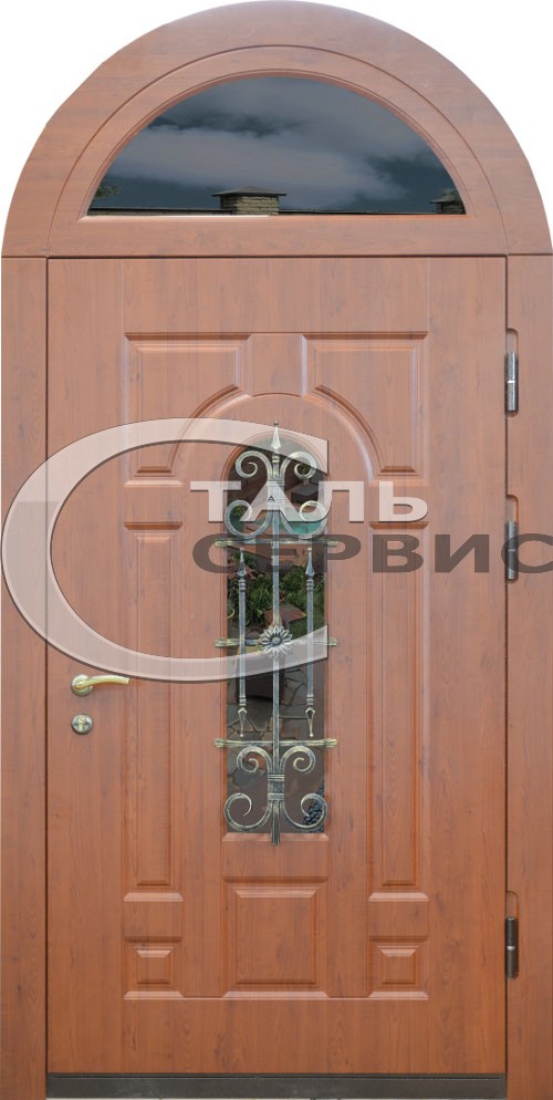 Арочная дверь со стеклом и ковкой — SD1760 в частный дом Арочная дверь со стеклом и ковкой — SD1760 в частный дом